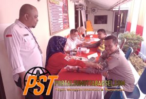 Sambut HUT Bhayangkara ke 77 Tahun Polres Padangsidimpuan Bersama PMI Gelar donor Darah