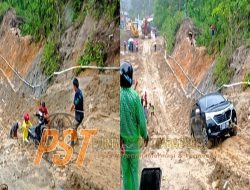 Diguyur Hujan Tanjakan Batu Jomba Licin Bercampur Lumpur