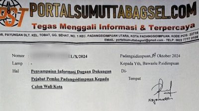 Dugaan Dukungan Pejabat ke Calon Wali Kota Tertentu Dilaporkan ke Bawaslu Padangsidimpuan